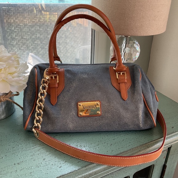 Valentina Italia Blue Sparkle Satchel Bag “Like New”